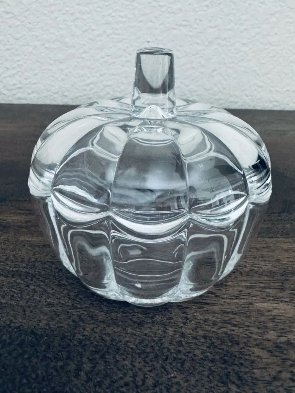 Pumpkin Crystal Glass Lidded Candy Jar Decor
